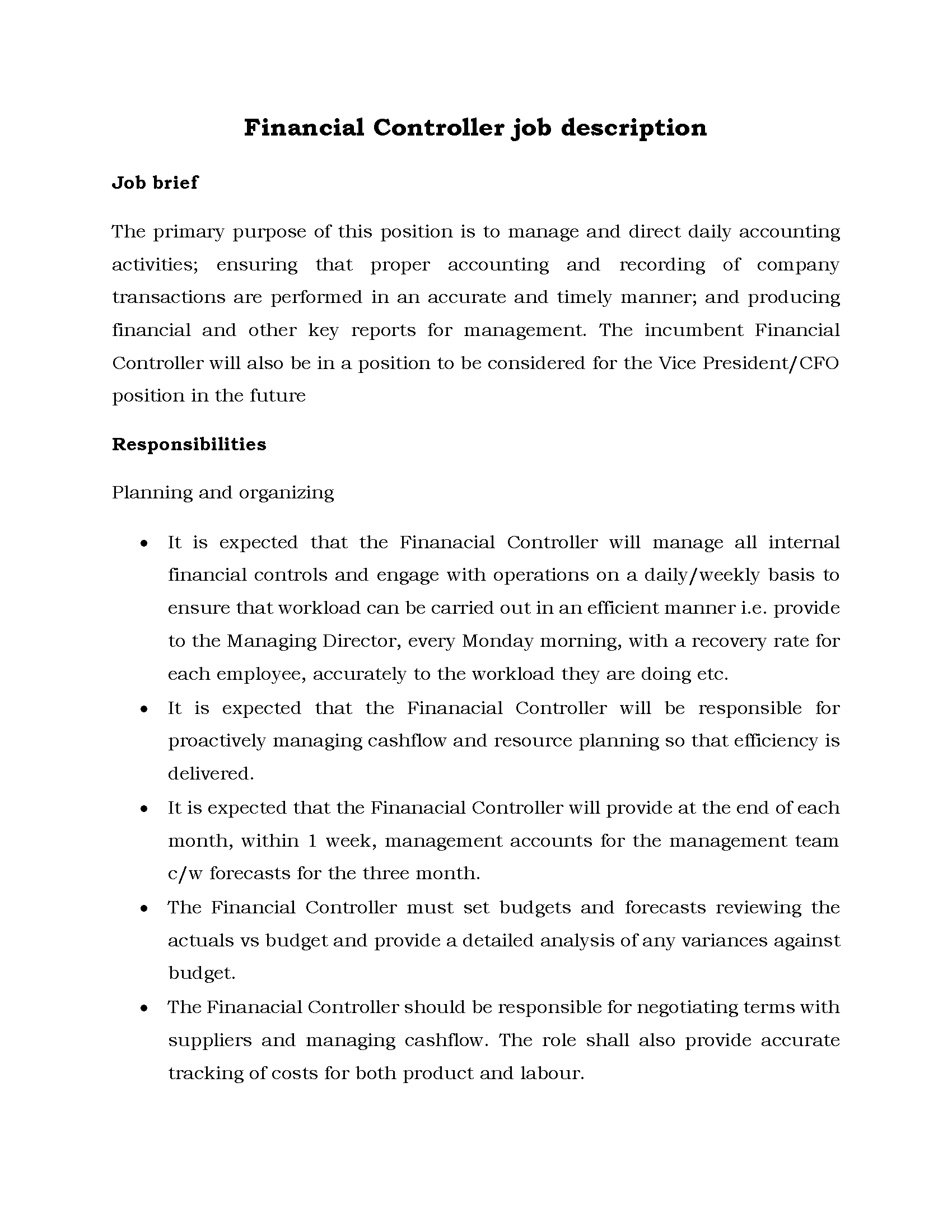 39-Financial Controller job description